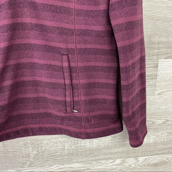 Rei Burgundy Purple Strip Zip Up Sweater Jacket - Picture 3 of 5